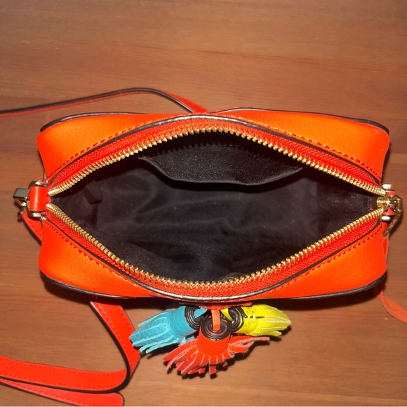Rebecca Minkoff Mini Sophia Crossbody Leather Purse Orange, Multicolor Tassels - Picture 3 of 11
